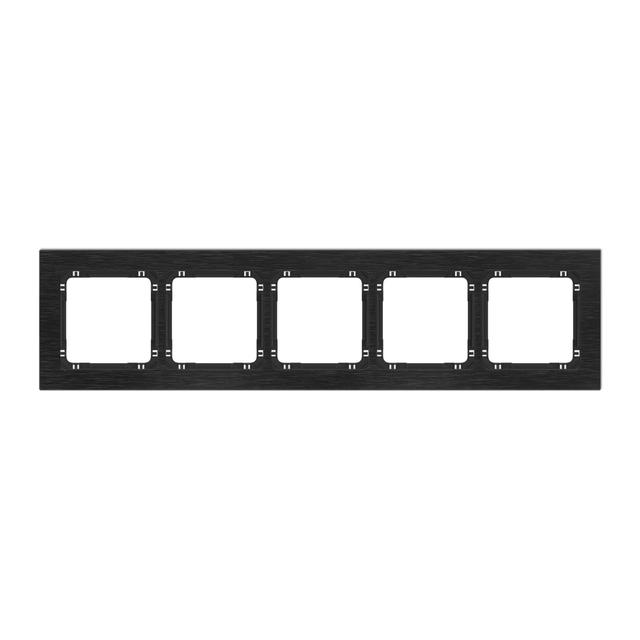 DECO Ramka uniwersalna pięciokrotna - aluminium szczotkowane (ramka: czarna; spód: czarny) czarny