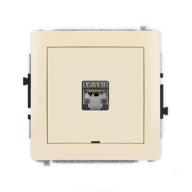 DECO Mechanizm gniazda komputerowego pojedynczego 1xRJ45, kat. 5e, ekranowany, 8-stykowy, bez pola o