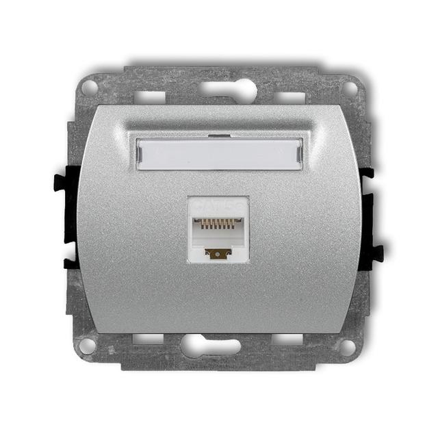TREND Mechanizm gniazda komputerowego pojedynczego 1xRJ45, kat. 5e, 8-stykowy srebrny metalik