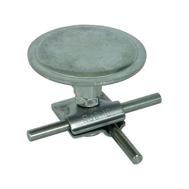 Zacisk do drutu fi 8-10 mm, z dokręcanym grzybem, na dachy z ruchem pojazdów (np. parkingi), stal ni