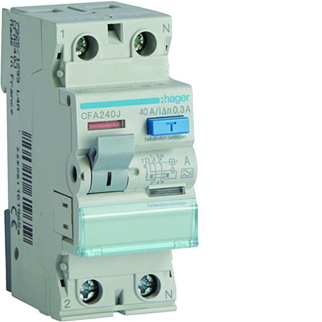 RCCB Wyłącznik różnicowoprądowy 1P+N 40A 300mA 6kA CFA240J HAGER