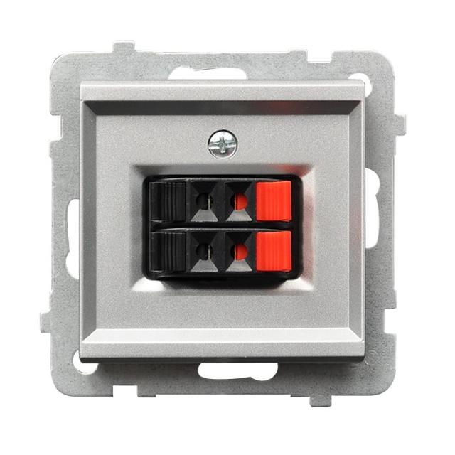 SONATA Gniazdo głośnikowe podwójne - kolor srebro mat