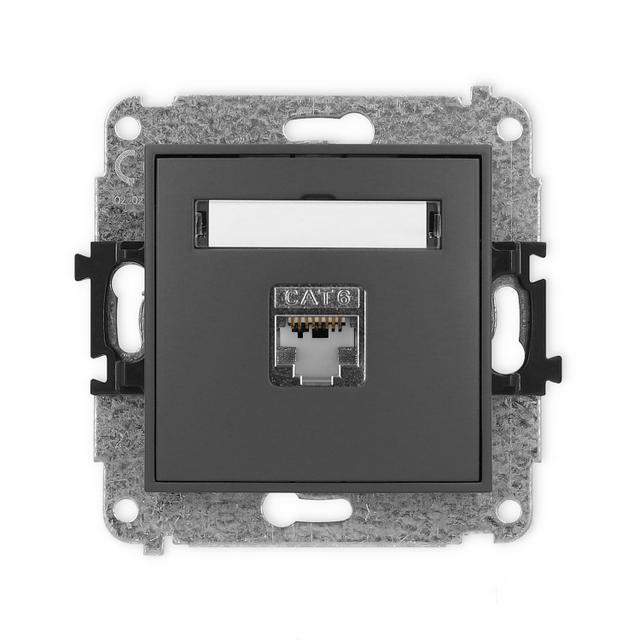 ICON Mechanizm gniazda komputerowego pojedynczego 1xRJ45, kat. 5e, ekranowany, 8-stykowy grafitowy m