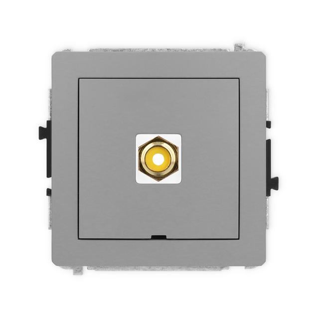 DECO Mechanizm gniazda pojedynczego RCA, bez pola opisowego (typu cinch - żółty, pozłacany) szary ma