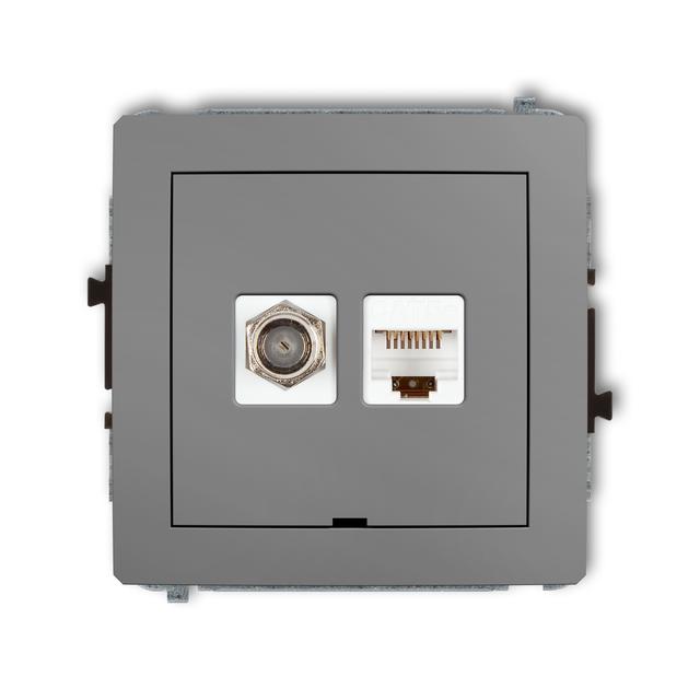 DECO Mechanizm gniazda antenowego poj. typu F (SAT) + gniazda komp. poj. 1xRJ45, kat. 5e, 8-stykowy,