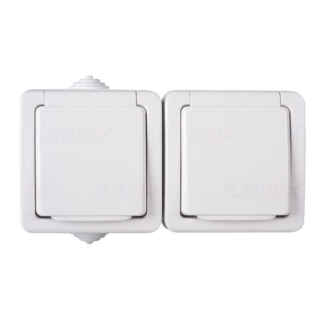 TEKNO 05-1254-102 bi Gniazdo zasilające francuskie podwójne z ochroną styków