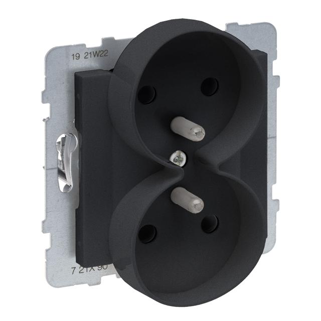 Suno Gniazdo Podwójne Z Uziemieniem 2x2P+Z Z Przesłoną 16A 250 V Zaciski Automatyczne Możliwość Montażu W Ramkach Wielkorotnych Czarny 721490 LEGRAND
