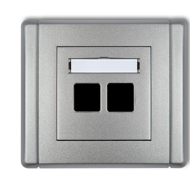FLEXI Gniazdo multimedialne podwójne bez modułu (standard Keystone) srebrny metalik 7FGM-2P KARLIK