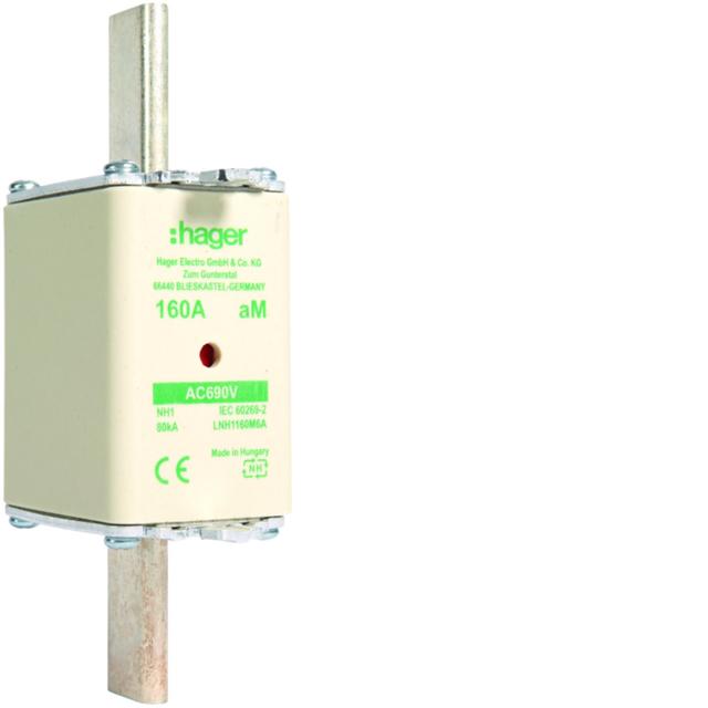 Wkładka bezp. nożowa NH1 wsk.podw. uchwyt nieiz. aM 160A 690 VAC LNH1160M6A HAGER