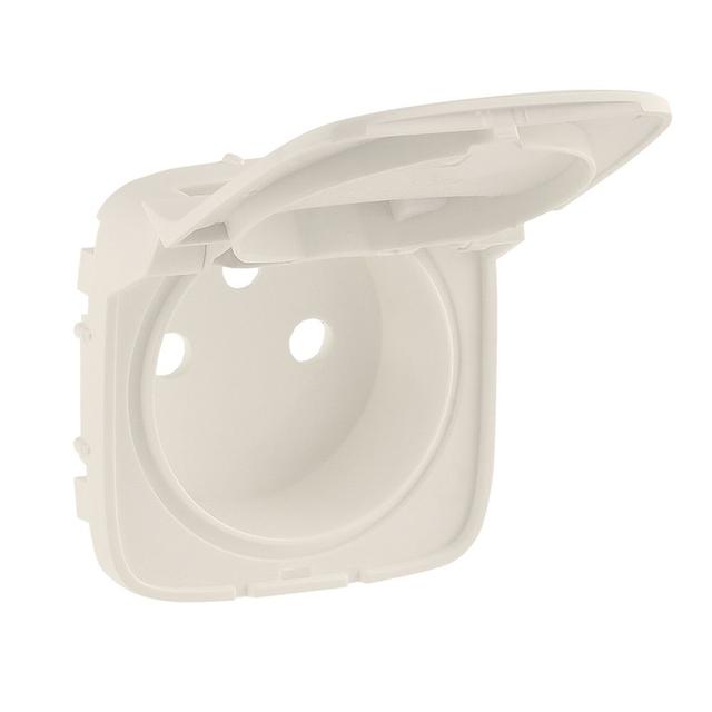 VALENA ALLURE - PLAKIETKA KREMOWA GNIAZDA POJEDYNCZEGO SCHUKO 2P+Z Z KLAPKĄ, Legrand