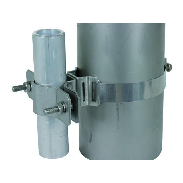 Element mocujący do rur fi 40 mm z obejmą taśmową, stal nierdzewna NIRO
