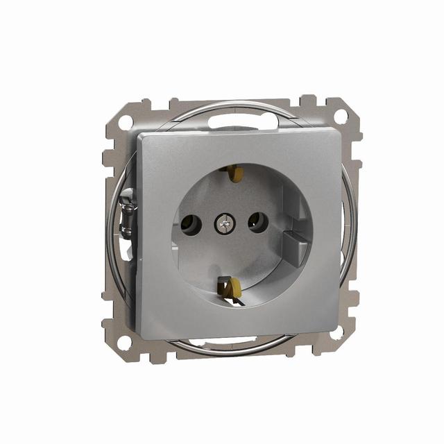 Sedna Design & Elements Gniazdo schuko srebrne aluminium SDD113025 Schneider
