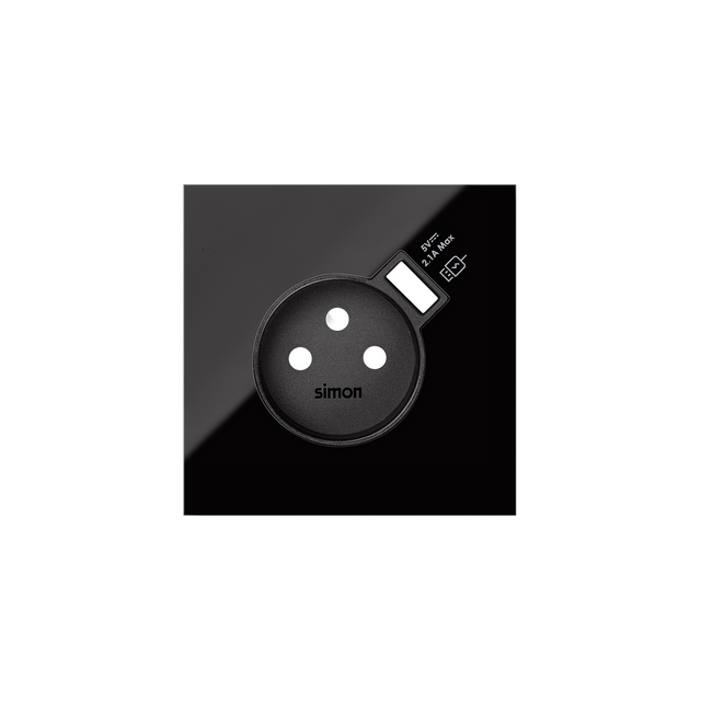 Simon 100 Pokrywa do gniazda z zintegrowaną ładowarką 1xUSB czarny