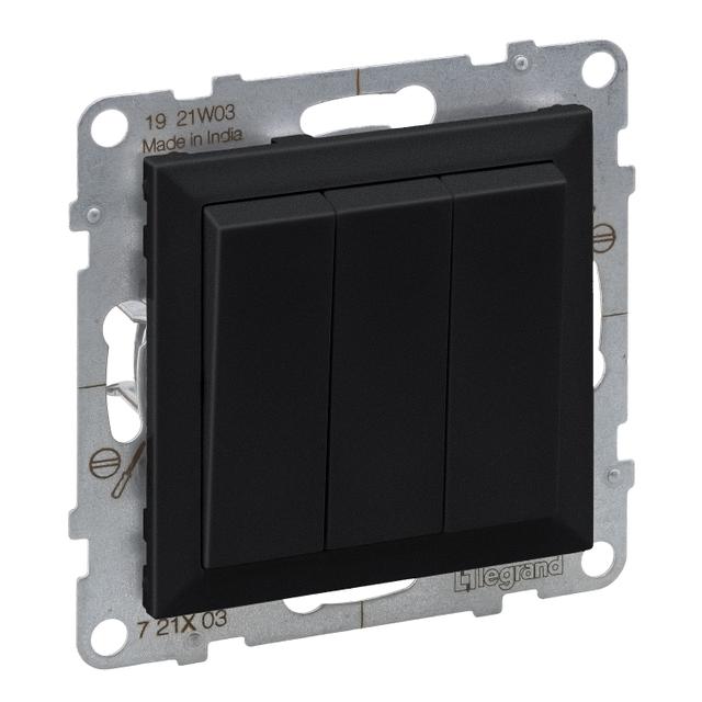 Suno Łącznik Potrójny - 20 Ax - 250V - Zaciski Śrubowe Czarny 721403 LEGRAND