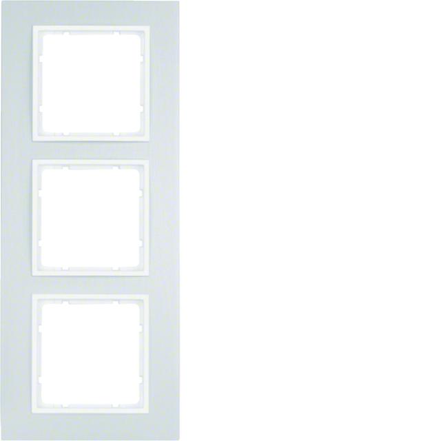 BERKER B.7 Ramka potrójna aluminium/biała mat 10136914 HAGER