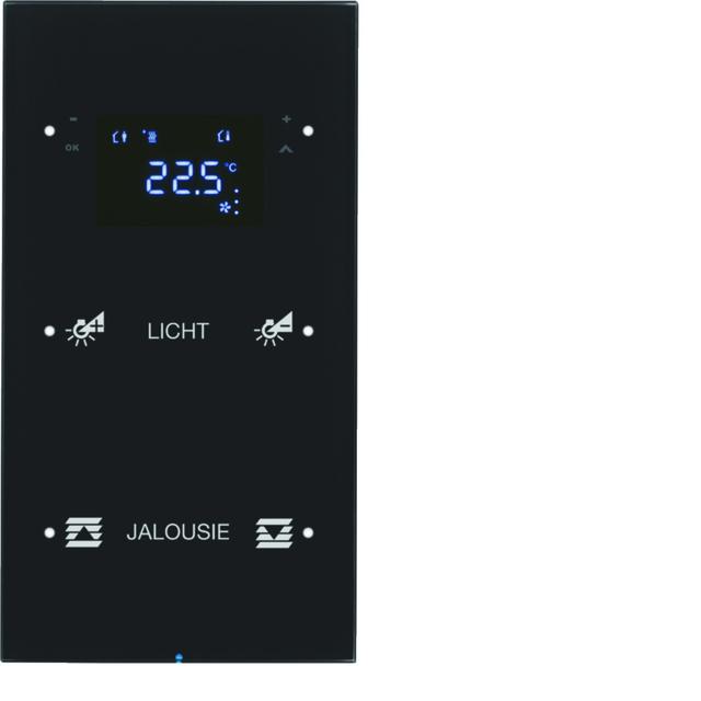BERKER R.3 Sensor dotykowy podwójny z regulatorem temperatury konfigurowalny szkło czarny 75642155 H