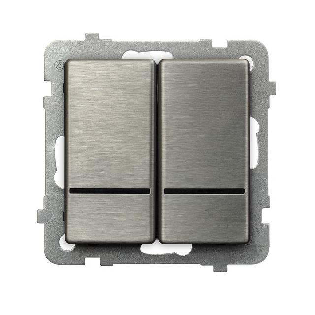 SONATA Łącznik dwugrupowy świecznikowy z podświetleniem niebieskim - kolor stal inox