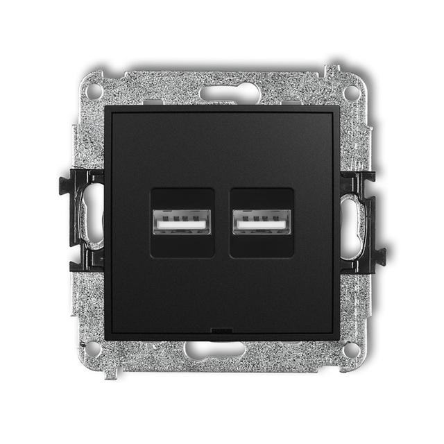 MINI Ładowarka USB podwójna 2xUSB A, 15,5W max., 5V, 3.1A, bez pola opisowego czarny mat 12MCUSBBO-6 KARLIK