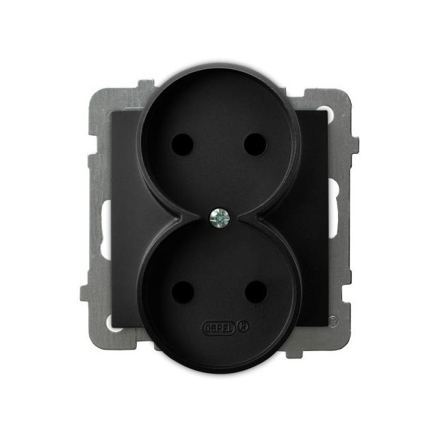 AS Gniazdo podwójne moduł bez ramki - kolor czarny metalik