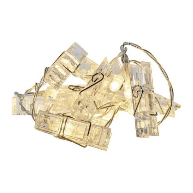Dekoracje 10 LED 1,35m klamerki 2x AA WW, timer