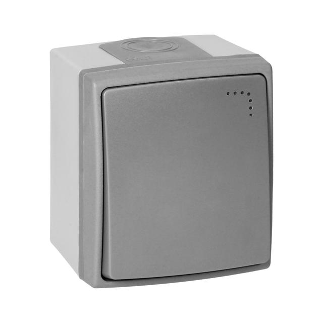 Łącznik jednobiegunowy z podświetleniem AQUATIC PRO IP55, 10A, 230V AC, Szaro-Grafitowy OR-OE-7400/P/GR ORNO