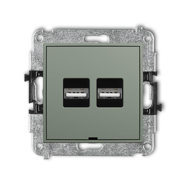 MINI Ładowarka USB podwójna 2xUSB A, 15,5W max., 5V, 3.1A, bez pola opisowego szałwiowy 61MCUSBBO-6 KARLIK