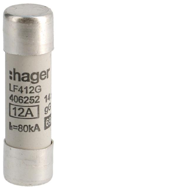 Wkładka bezpiecznikowa cylindryczna CH-14 14x51mm gG 12A 500VAC LF412G HAGER