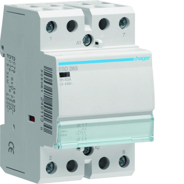 Stycznik modułowy 24V AC 2Z 63A AC-7A B ESD263 HAGER