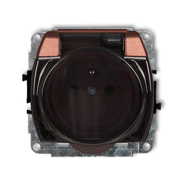 TREND Mechanizm gniazda bryzgoszczelnego z uziemieniem 2P+Z (klapka dymna, przesłony torów prądowych