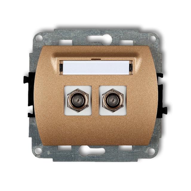 TREND Mechanizm gniazda antenowego podwójnego typu F (SAT) pozłacany złoty metalik