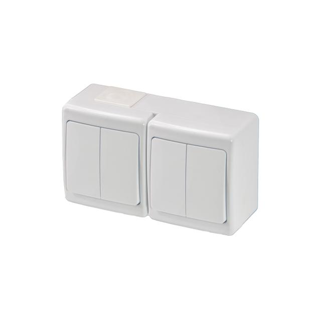 Wyłącznik BETA, podwójny, świecznikowy, IP44, biały*