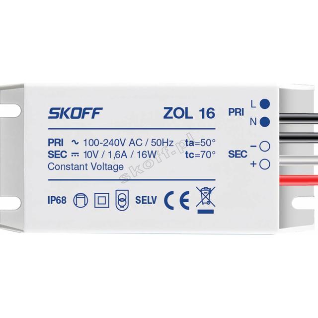 Zasilacz typ ZOL16 | 100 - 240 V AC / 10 V DC | 50 Hz | 1,6 A | 16 W | IP 68