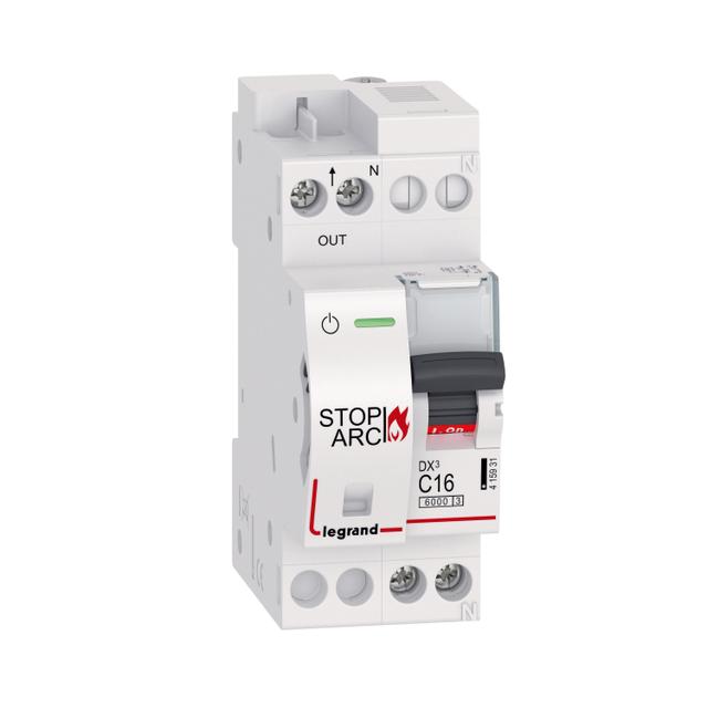 Detektor Zwarć Łukowych DX3 Stop Arc Zintegrowany Z Wyłącznikiem Nadprądowym 1P+N 6kA C16 415931 LEGRAND