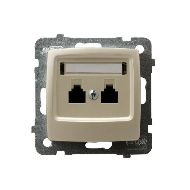 KARO Gniazdo telefoniczne podwójne niezależne - kolor ecru perłowy