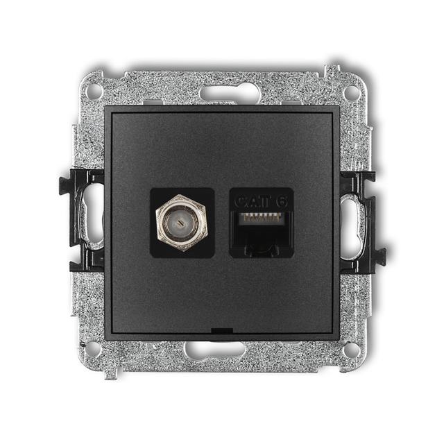 ICON Mechanizm gniazda antenowego poj. typu F (SAT) + gniazda komp. poj. 1xRJ45, kat. 6, 8-stykowy,