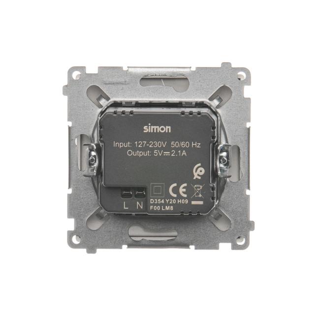 Simon Basic Ładowarka 2 x USB 2.1 A 5V DC 230V satynowy