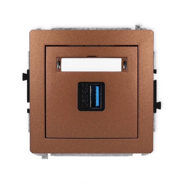 DECO Mechanizm gniazda pojedynczego USB A-A 3.0 brązowy metalik