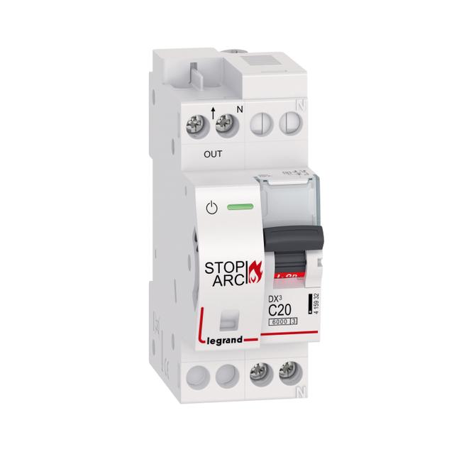 Detektor Zwarć Łukowych DX3 Stop Arc Zintegrowany Z Wyłącznikiem Nadprądowym 1P+N 6kA C20 415932 LEGRAND