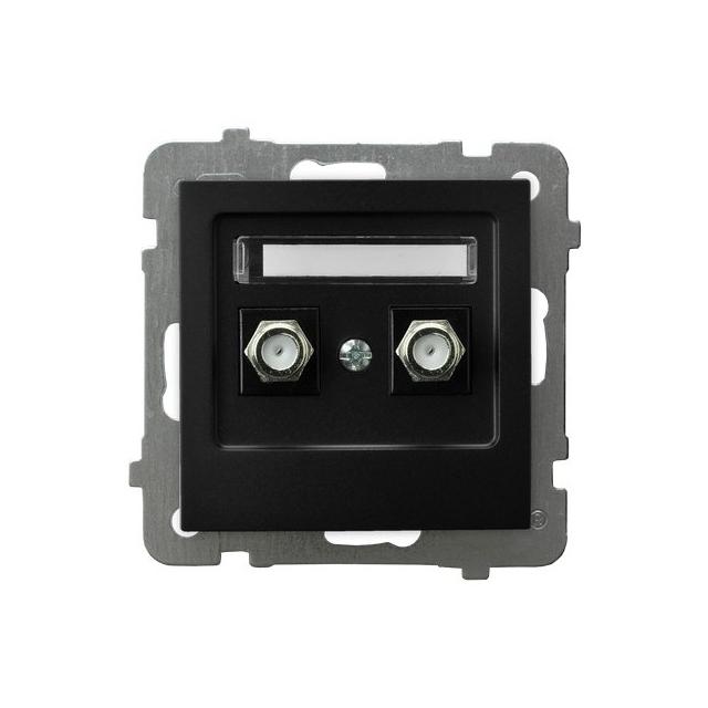 AS Gniazdo antenowe typu F podwójne - kolor czarny metalik