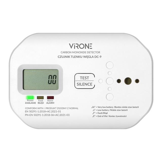 Bateryjny czujnik tlenku węgla (czadu), 2xAA, żywotność sensora 10 lat