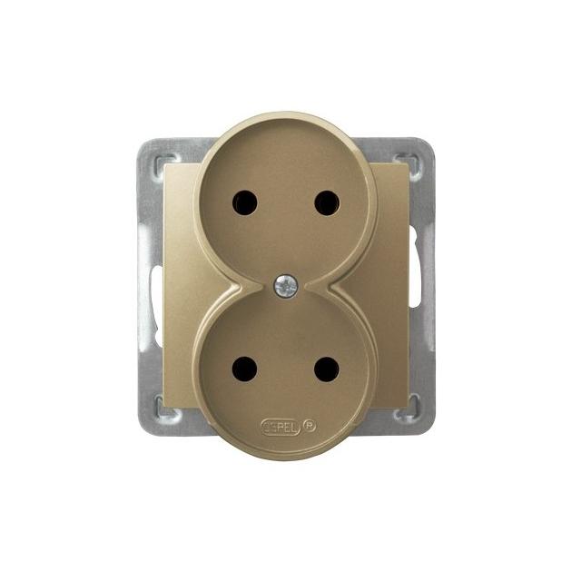 IMPRESJA Gniazdo podwójne moduł bez ramki - kolor złoty metalik