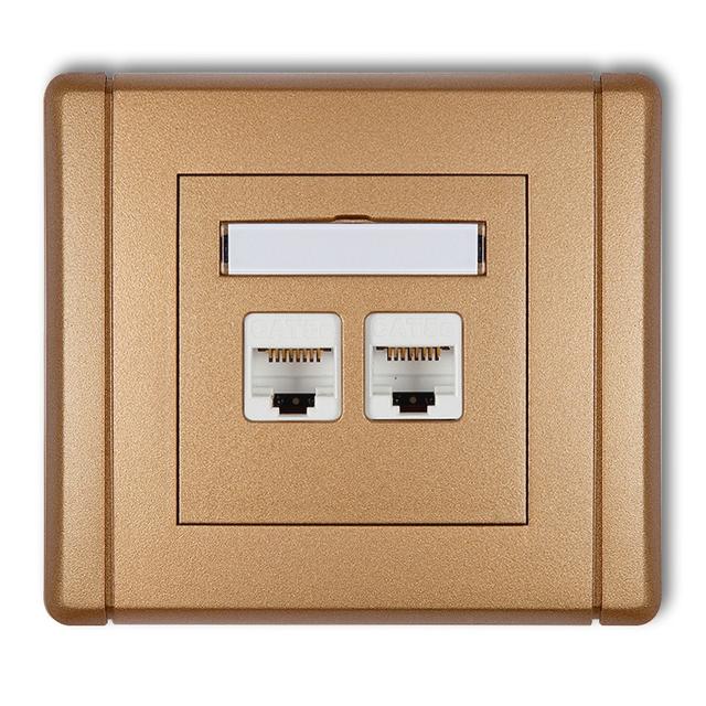 FLEXI Gniazdo komputerowe podwójne 2xRJ45, kat. 5e, 8-stykowe złoty metalik 8FGK-2 KARLIK