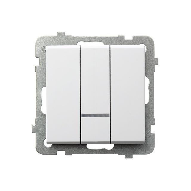 SONATA Łącznik potrójny z podświetleniem niebieskim - kolor biały mat