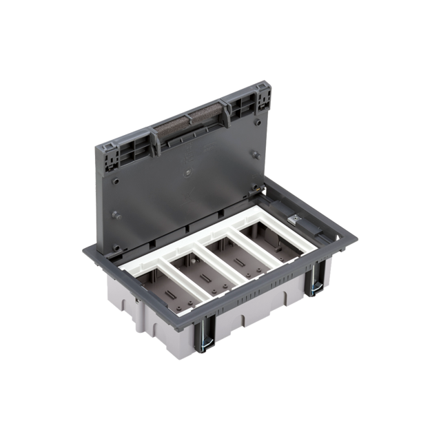 Simon Connect Puszka podłogowa 4-modułowa 8x K45 gł. 70mm+SM402/9 szary