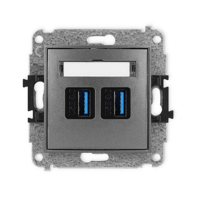 ICON Gniazdo podwójne 2xUSB A-A 3.0 grafitowy 11IGUSB-6 KARLIK