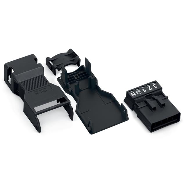 WINSTA MINI wtyk 5-torowy czarny z obudową odciążającą naciąg