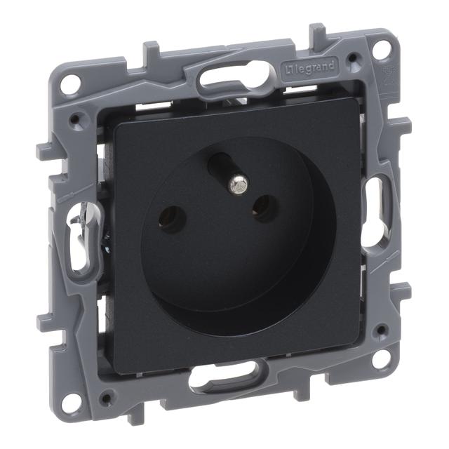 Niloe Selection - Gniazdo 2P+Z 16A - 250 V (Bez Przesłony Zaciski Śrubowe) Antracyt 762240 LEGRAND