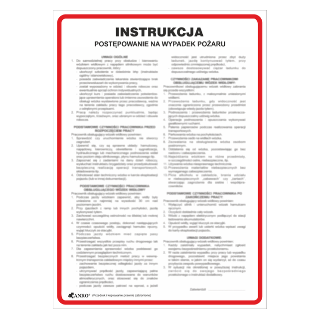 INSTRUKCJA POSTĘPOWANIA NA WYPADEK POŻARU PŁYTA PCV SZTYWNA