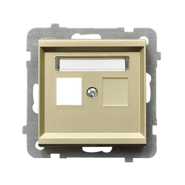 SONATA Obudowa gniazda podwójnego typu Keystone prosta - kolor szampański złoty