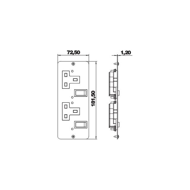 AP MT5 BS 2xSS0, Gniazdo BS z pokrywą
